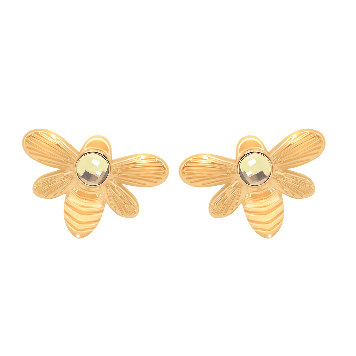 Kolczyki sztyfty Honey z kwarcem, pozłacane