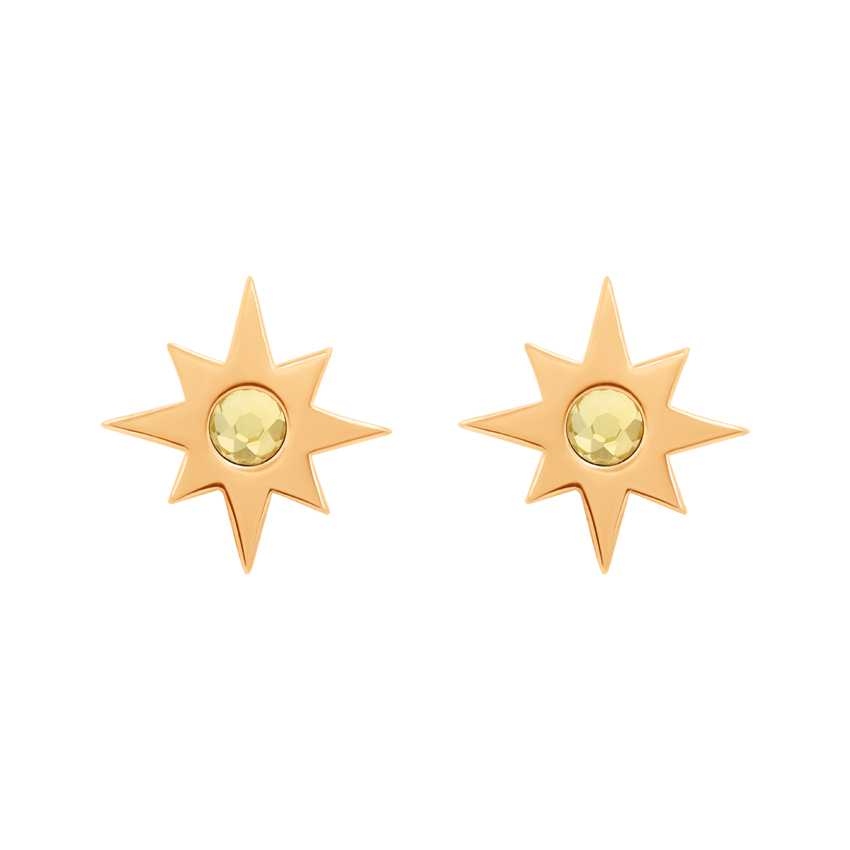 Kolczyki Star pozłacane z cytrynem