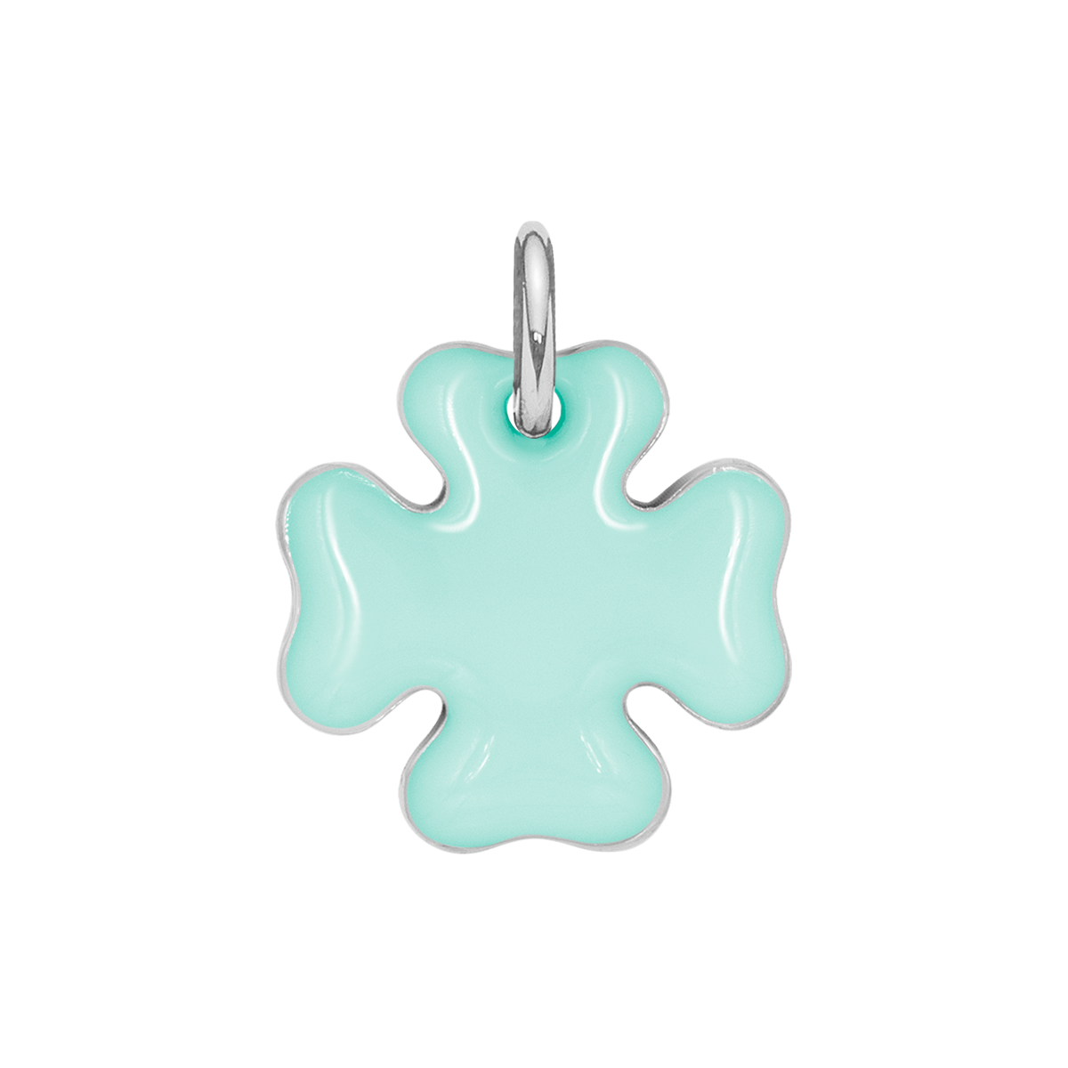 Koniczynka 1,5 cm miętowa emalia posrebrzana