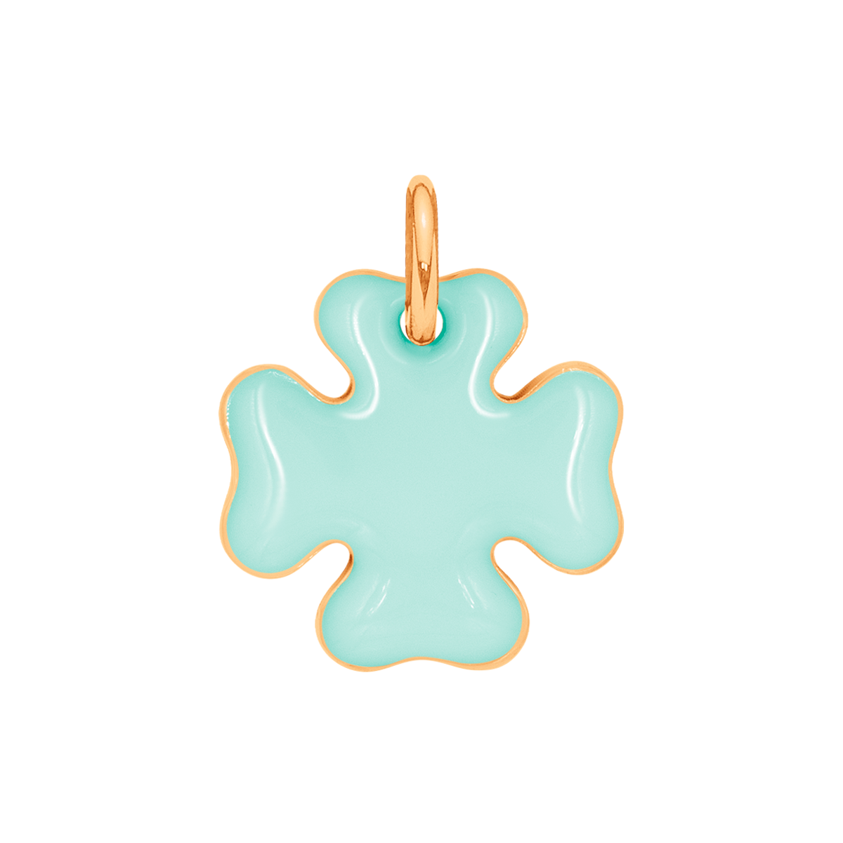 Koniczynka 1,5 cm miętowa emalia pozłacana