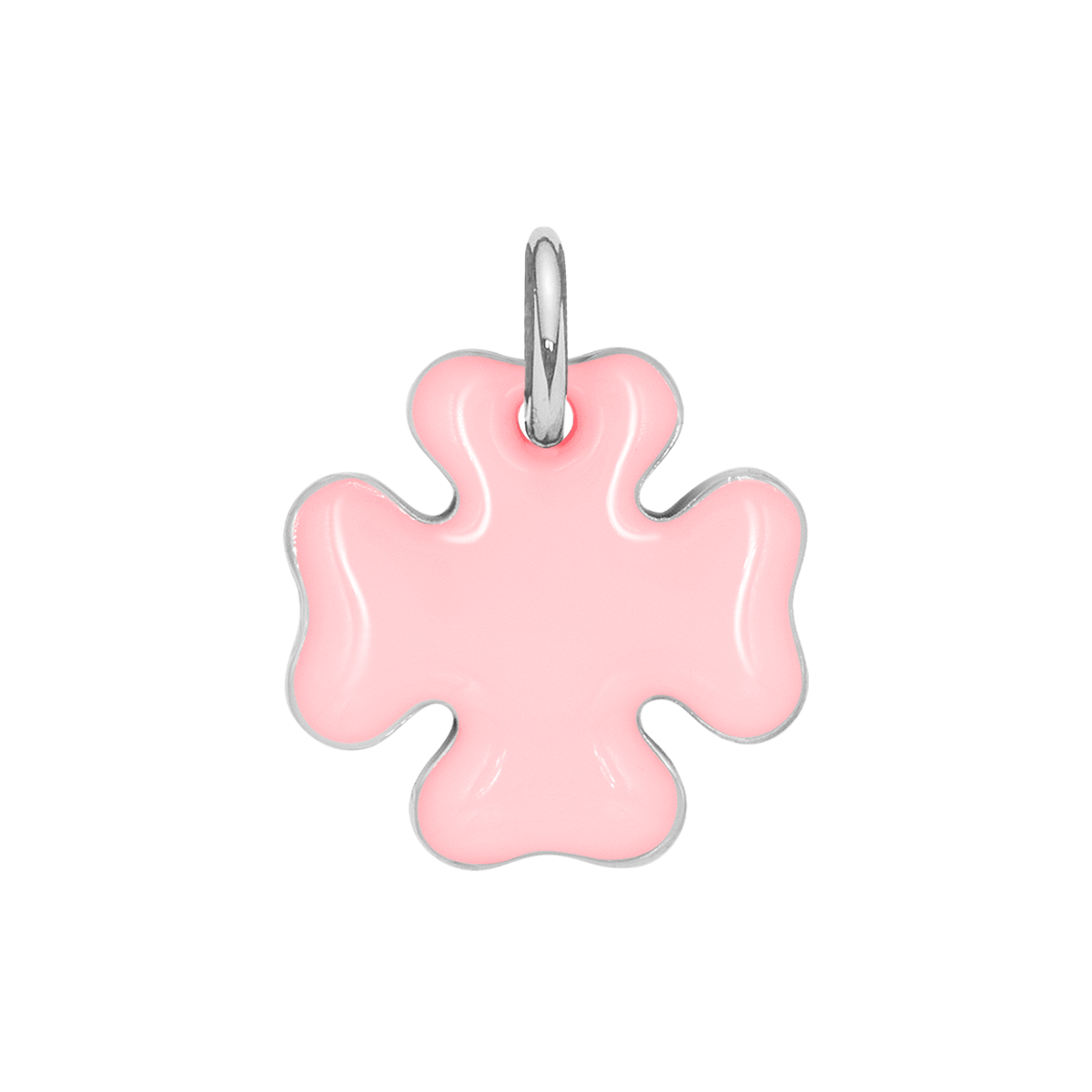 Koniczynka 1,5 cm różowa emalia posrebrzana