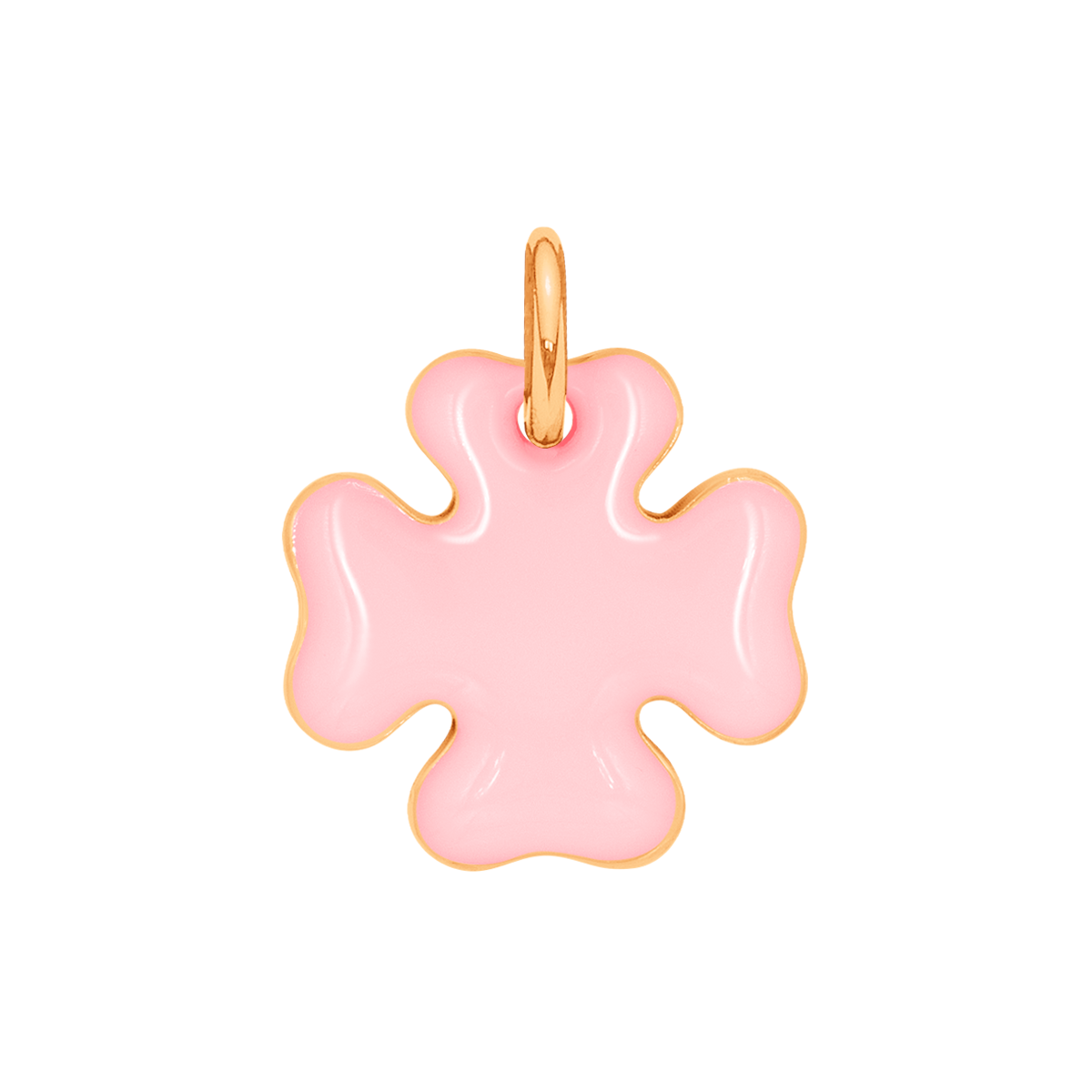 Koniczynka 1,5 cm różowa emalia pozłacana