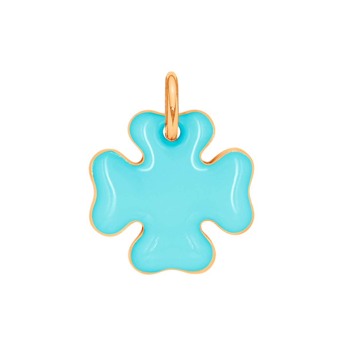 Koniczynka 1,5 cm turkusowa emalia pozłacana