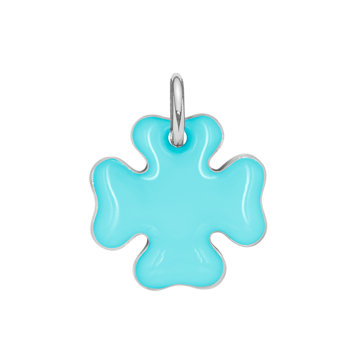 Koniczynka 1,5 cm turkusowa emalia posrebrzana