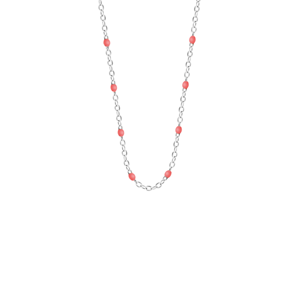 Naszyjnik 42+5 cm, koralowa emalia, posrebrzany
