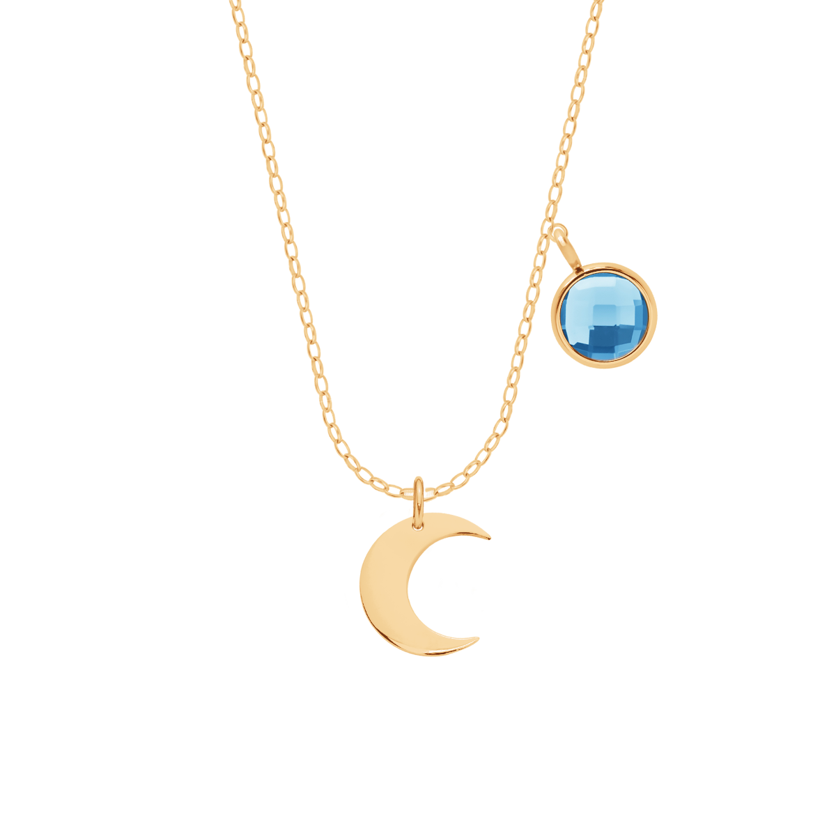 Necklace with a Lune pendant and a blue quartz