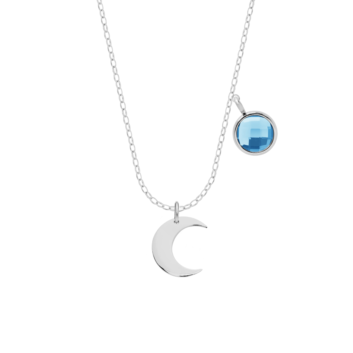 Necklace with a silver pendant Lune and blue quartz
