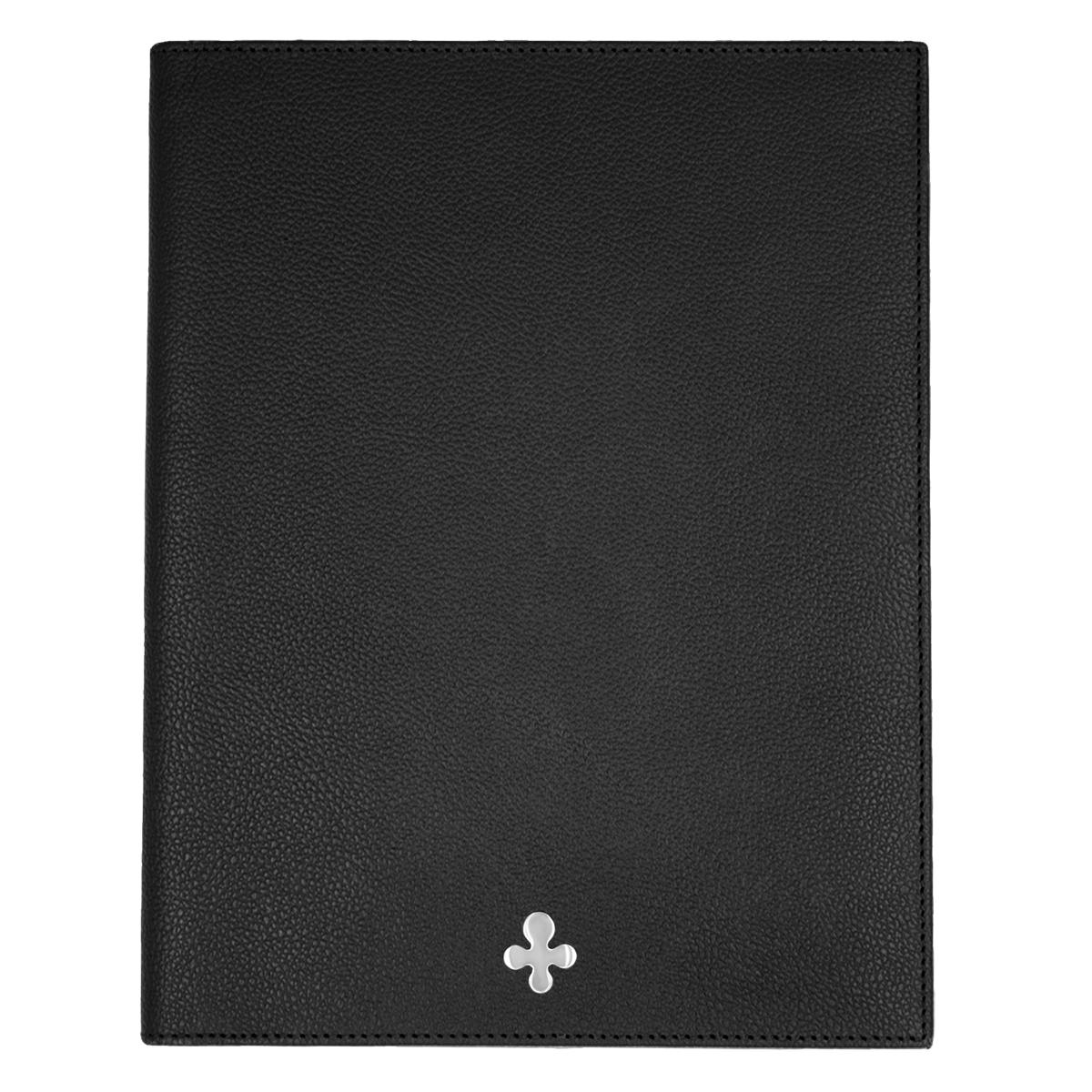 Notes skórzany w kolorze czarnym srebrny
