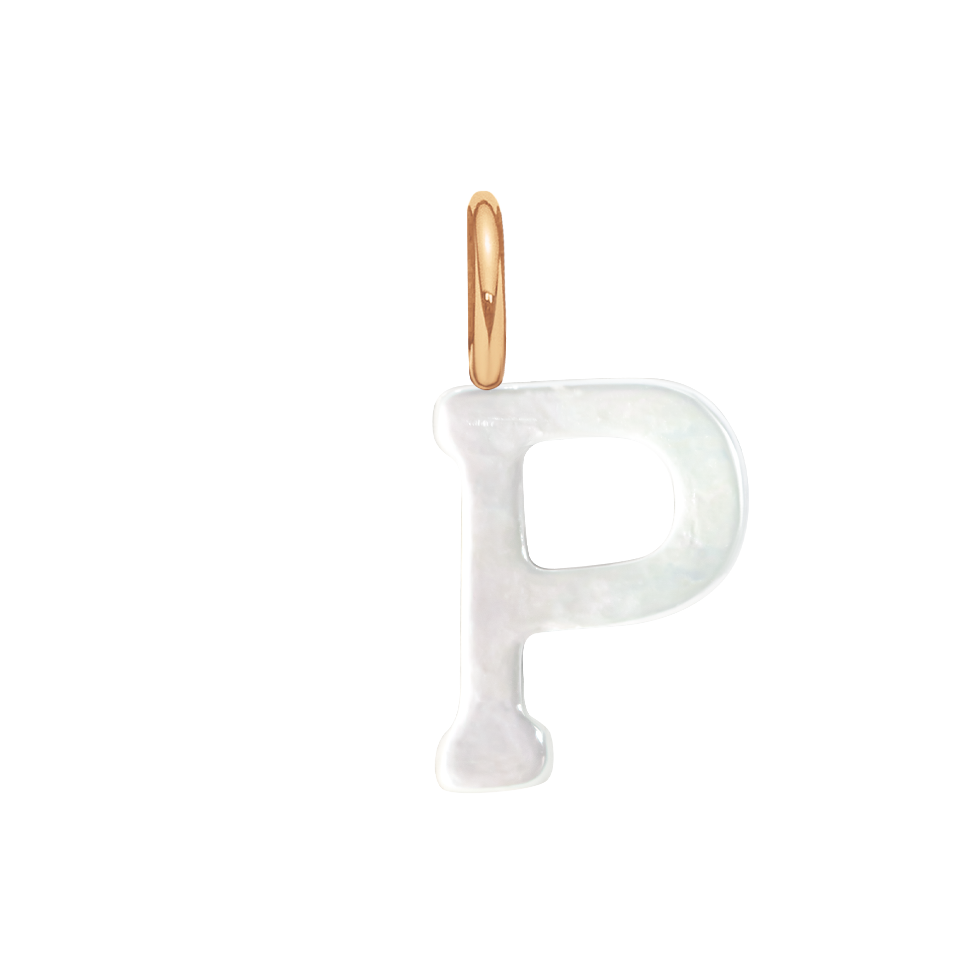 Literka P z masy perłowej pozłacana