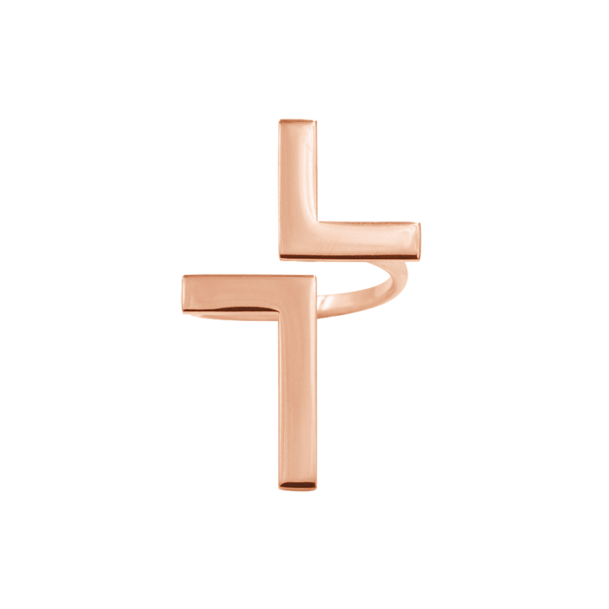 Pierścionek Cross różowe pozłocenie