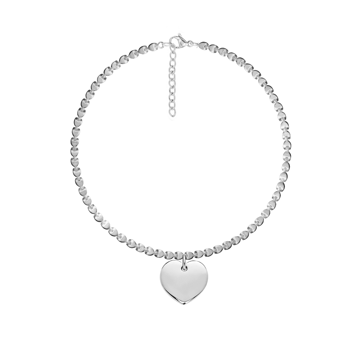 Bransoletka Hearts z zawieszką serce posrebrzana 16+3,5 cm