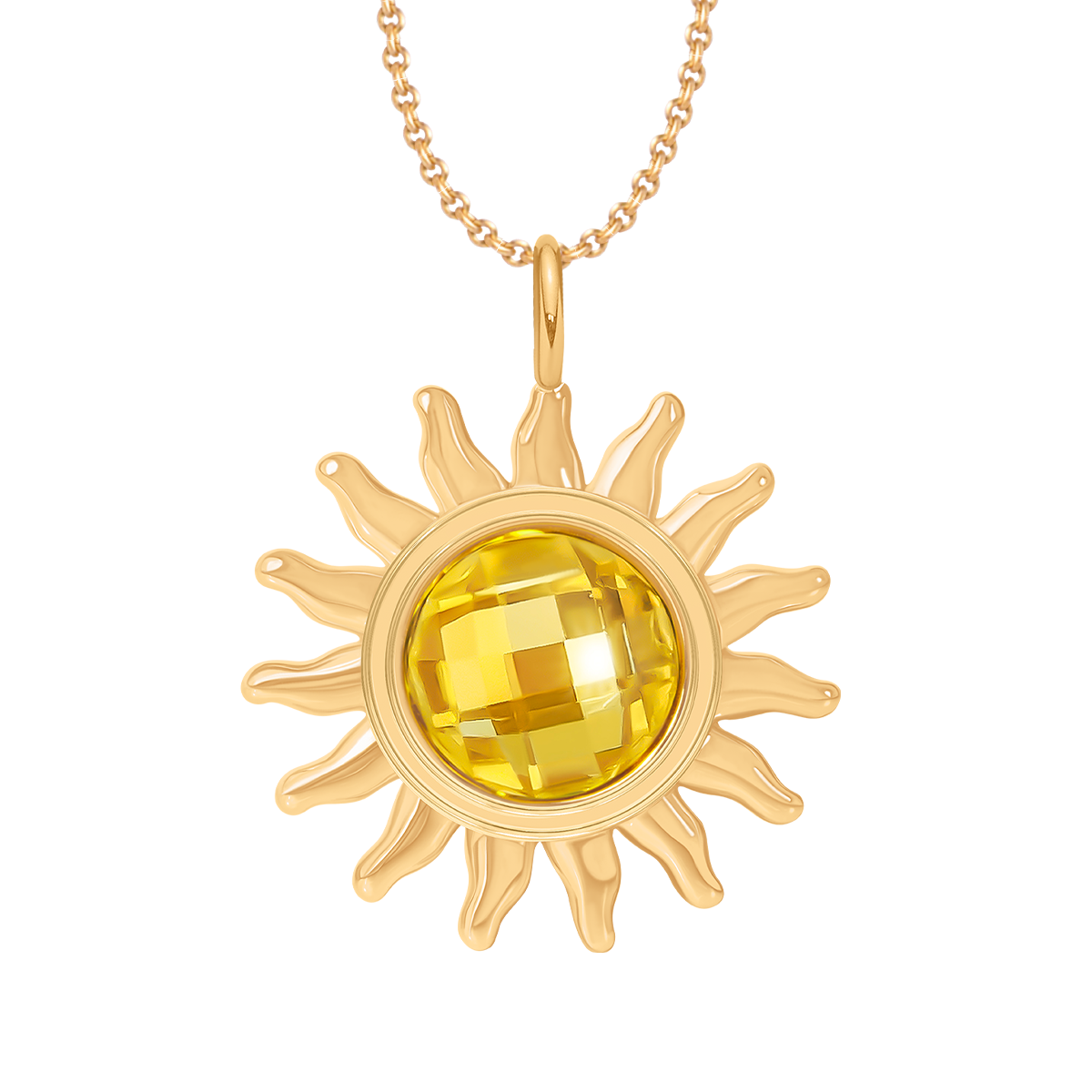 Naszyjnik z zawieszką Soleil 2,2 cm, pozłacany