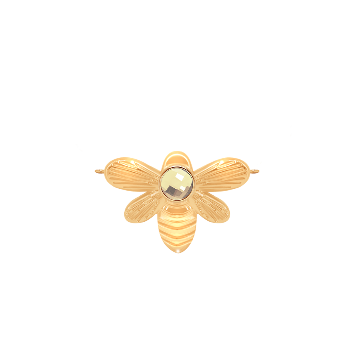 Zawieszka płaska 2 cm Honey z kwarcem, pozłacana