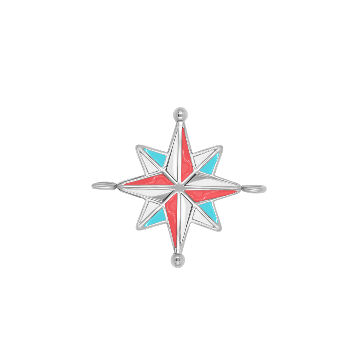 Zawieszka płaska Kompas 1,5 cm, posrebrzana
