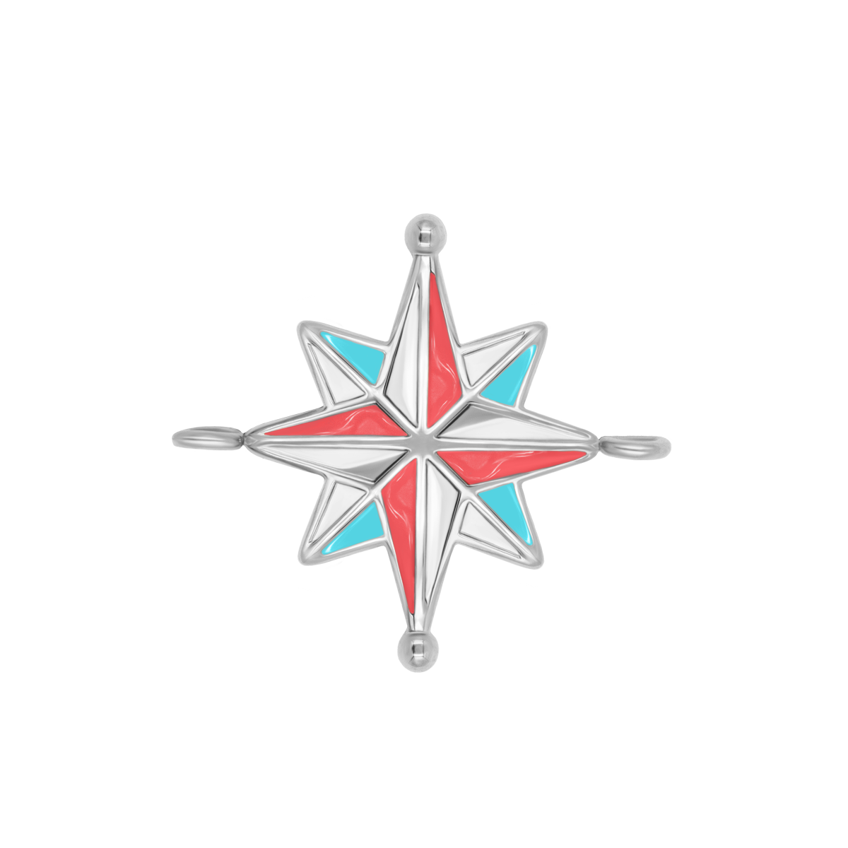 Zawieszka płaska Kompas 2 cm, posrebrzana