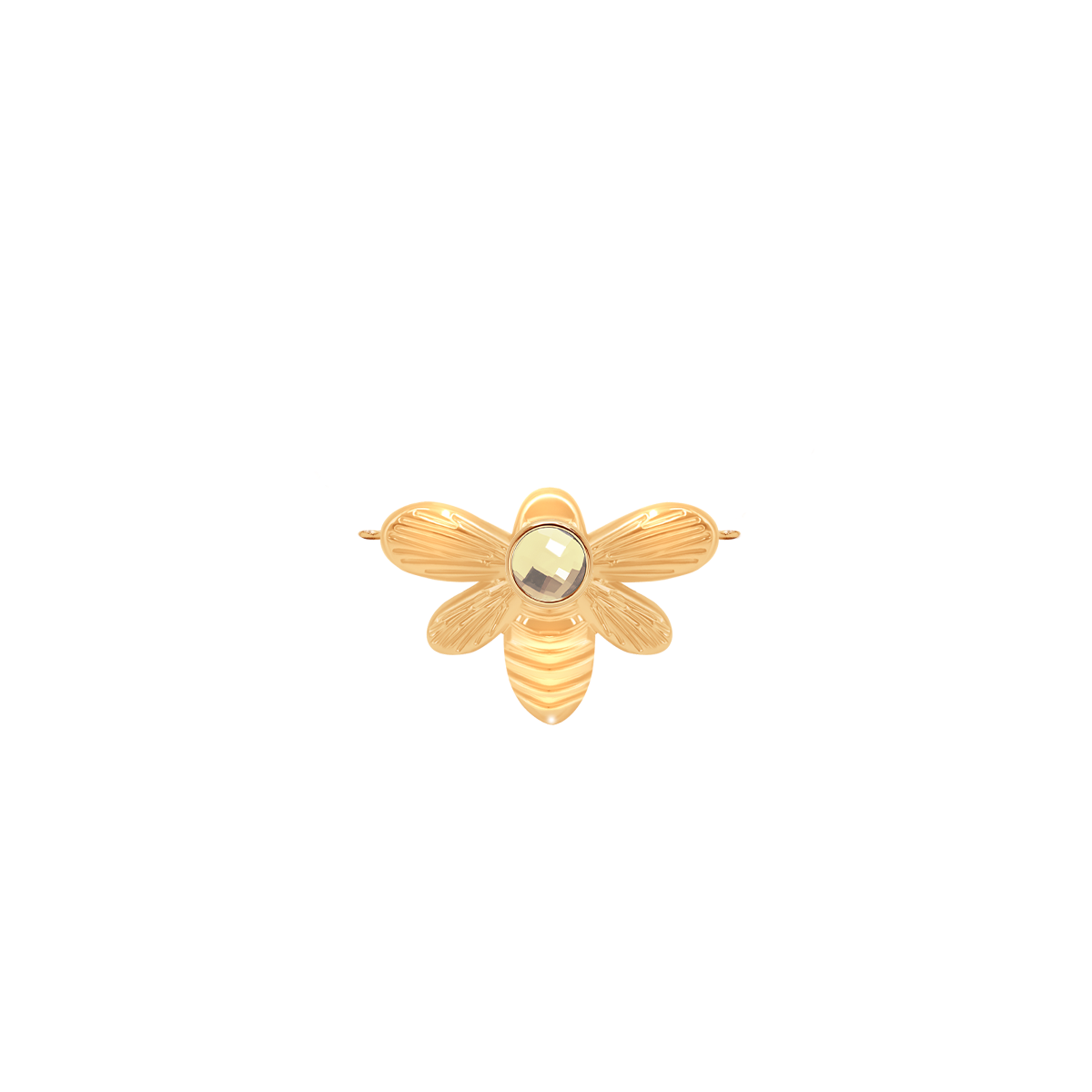 Zawieszka płaska 1,5 cm Honey z kwarcem, pozłacana